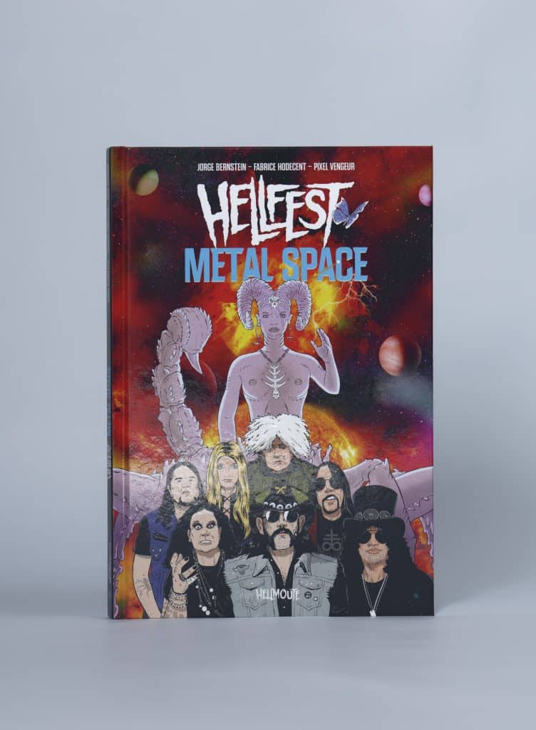Hellfest Metal Space de Jorge Bernstein et Fabrice Hodecent et aux illustrations Pixel Vengeur. Editions Rouquemoute. Photo : Philippe Lim